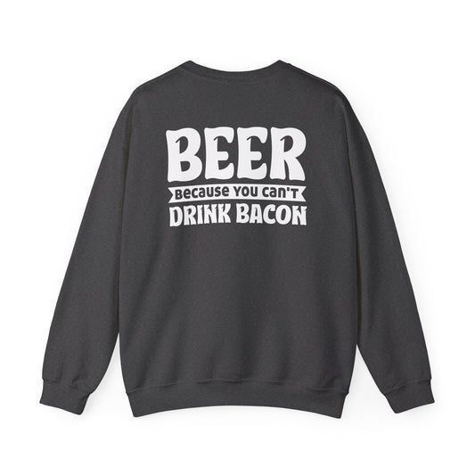 maroon sweatshirt with beer because you can't drink bacon humorous print for him