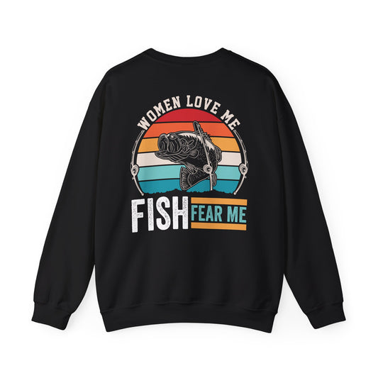 women love me fish fear me fishing sweatshirt sweatshirt alternate colour product image