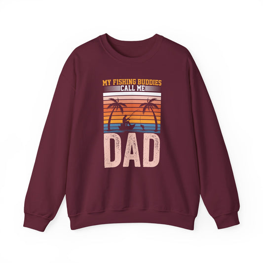 maroon sweatshirt with fishing dad graphic printed front
