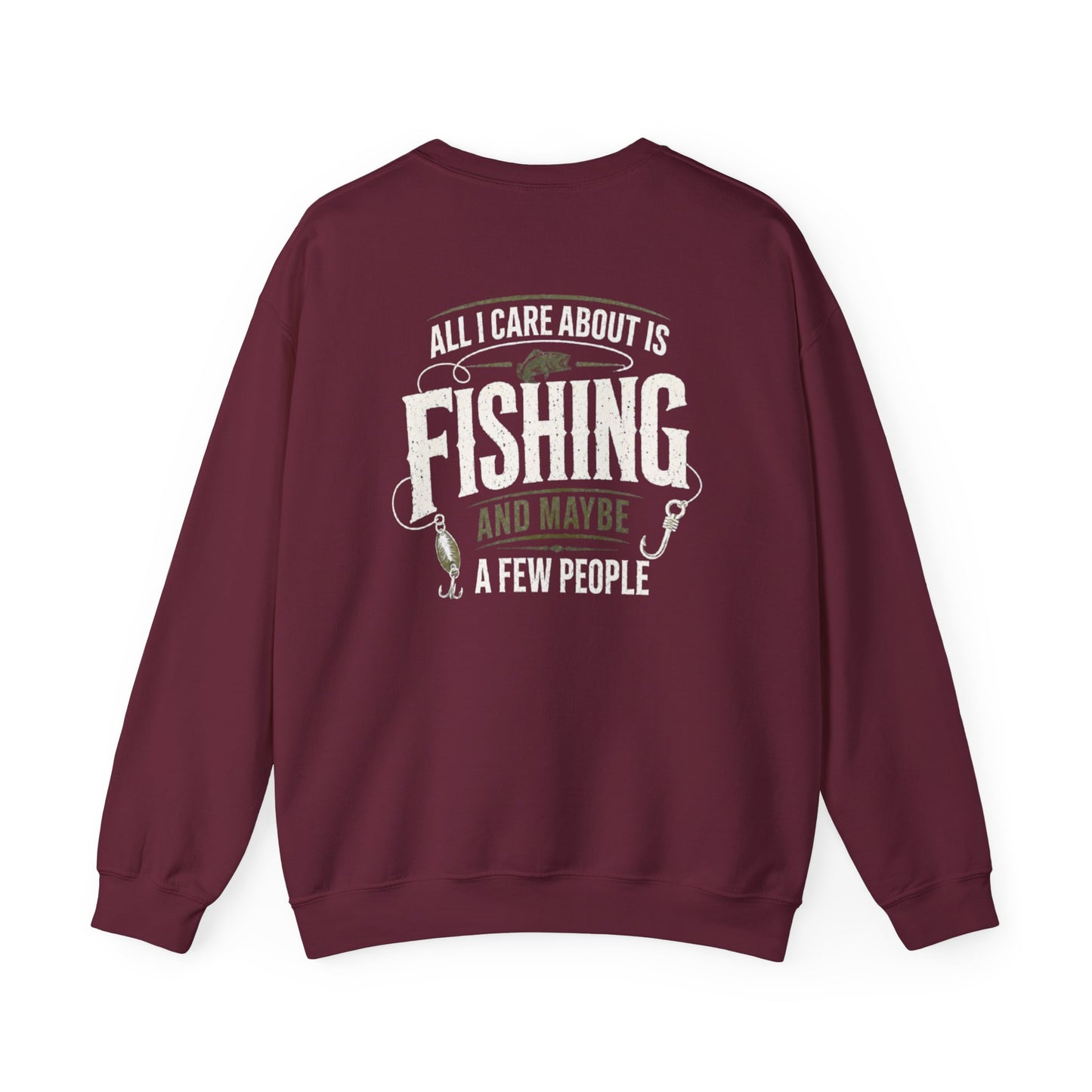 navy sweatshirt with all i care about is fishing and maybe a few people funny fishing slogan gift