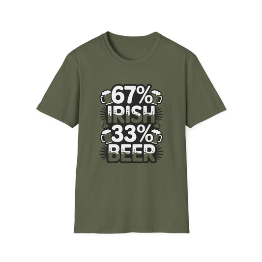 67% Irish 33% Beer Dad T-Shirt - funny t-shirt by Cheeky Business