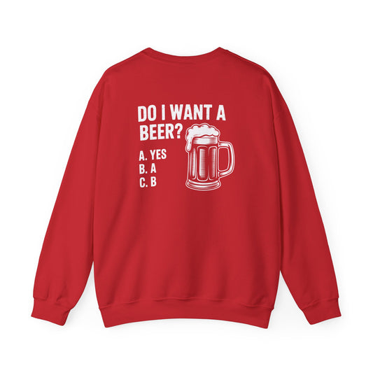 maroon sweatshirt with do i want a beer funny beer lover graphic