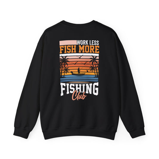 work less fish more fishing club sweatshirt sweatshirt alternate colour product image