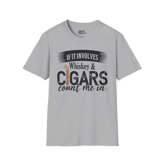 if it involves whiskey and cigars count me in t-shirt t-shirt alternate colour product image