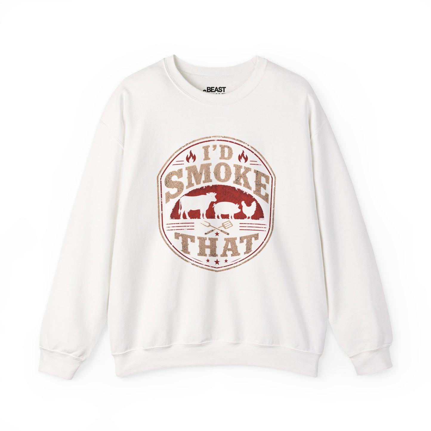 forest green sweatshirt with i'd smoke that bbq graphic for grill enthusiasts