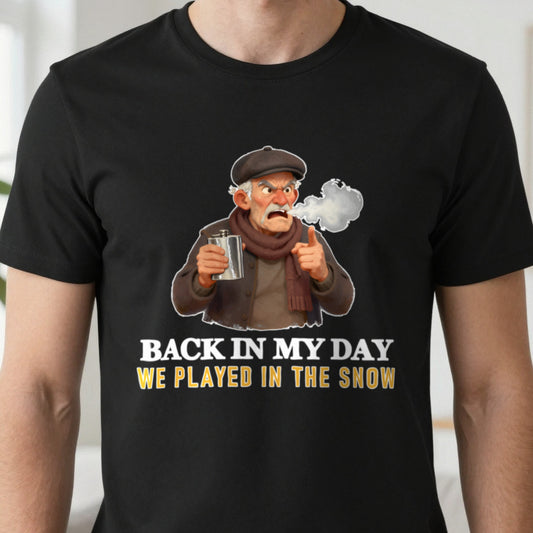 Back In My Day We Played In The Snow Funny Rugby Grandad T-Shirt & Sweatshirt close-up