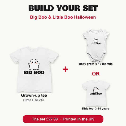 Big Boo & Little Boo Halloween matching set build your set: grown-up tee with baby grow or kids tee