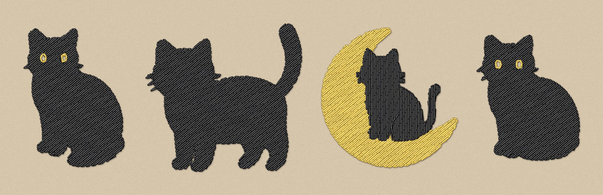 Black Cats Embroidered Sweatshirt embroidery close-up