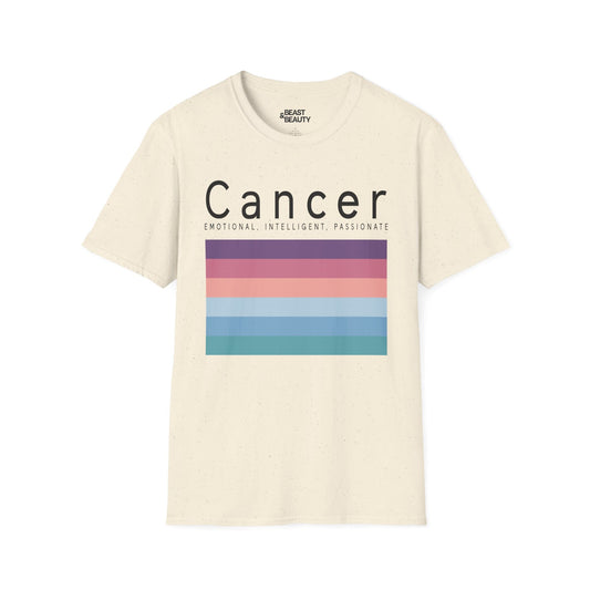 white t-shirt with cancer zodiac sign graphic for birthday gift