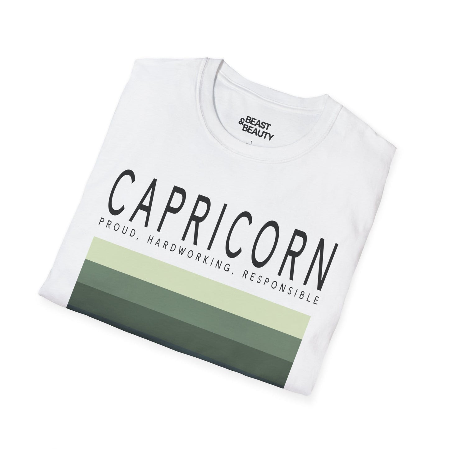 white capricorn zodiac graphic t-shirt flat lay birthday gift idea for astrology lover