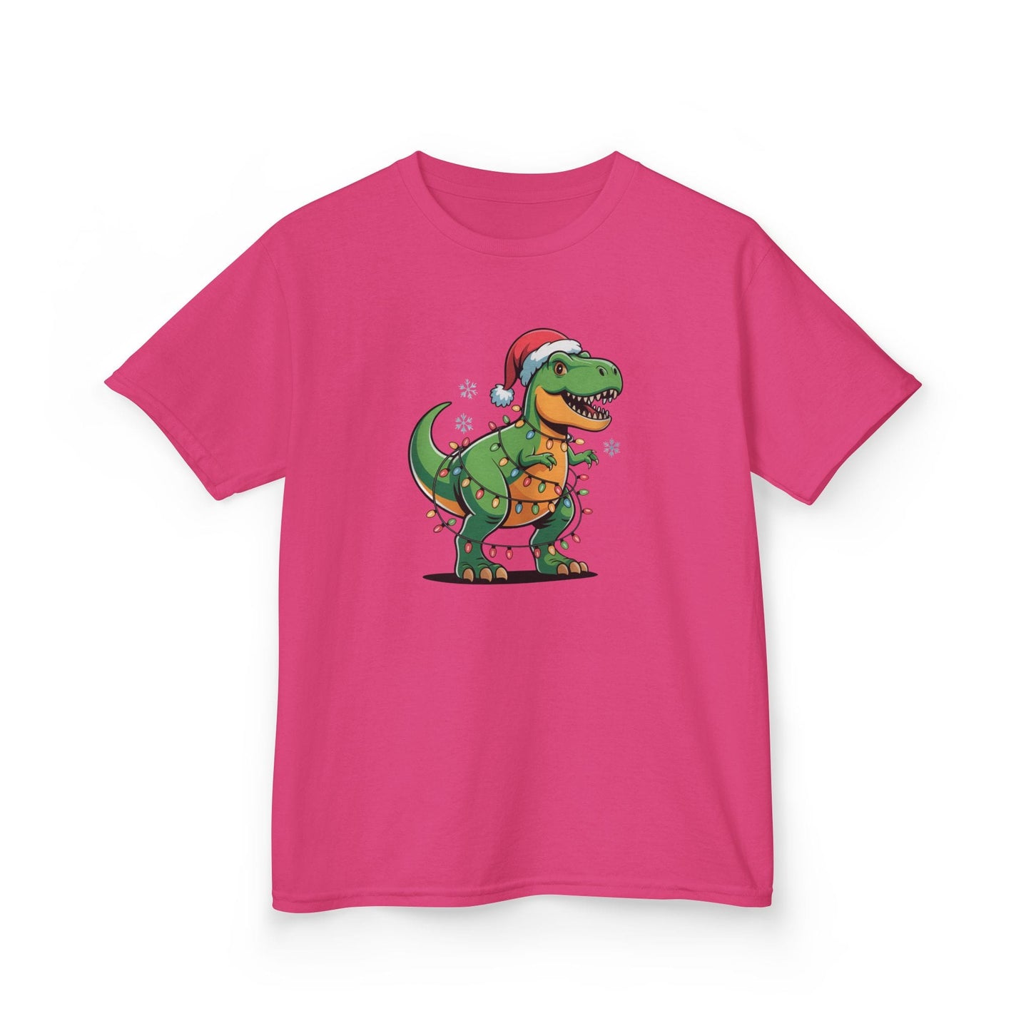 heliconia pink kids christmas t-shirt with dinosaur festive graphic