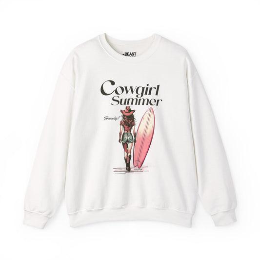 white sweatshirt with cowgirl summer western print gift for her