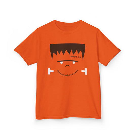Cute Frankenstein Face Halloween Kids T-Shirt - funny t-shirt by Cheeky Business