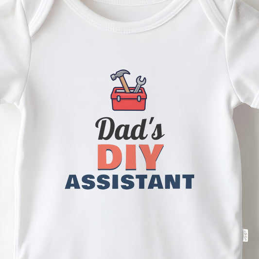 Dad's DIY Assistant baby grow print close-up