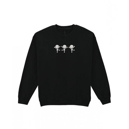 Dancing Skeletons Embroidered Sweatshirt in Black
