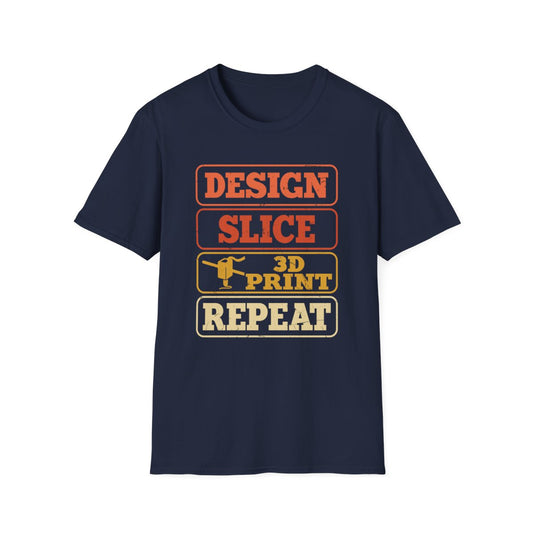 Design Slice 3D Print Repeat T-Shirt - funny t-shirt by Cheeky Business