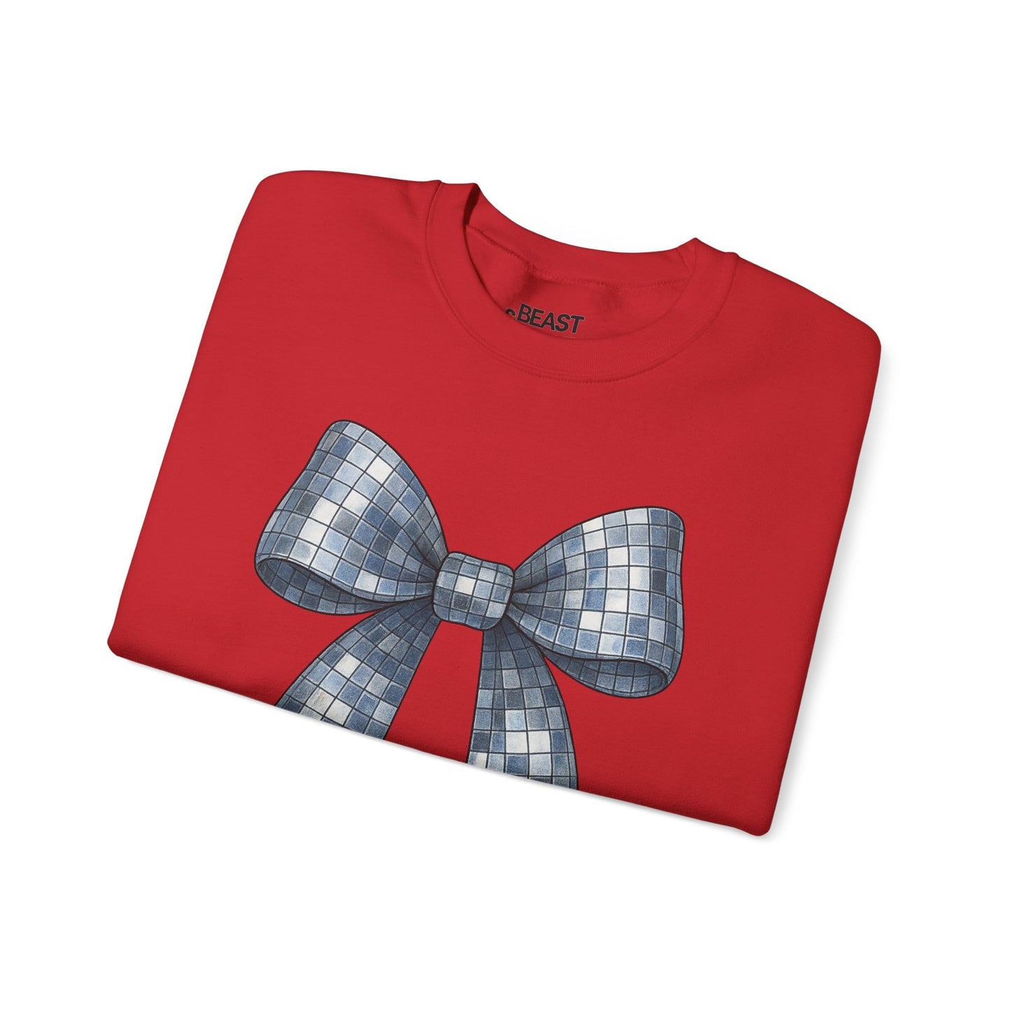 disco bow sweatshirt lifestyle shot coquette party wear