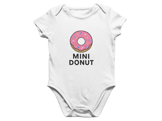 white t-shirt and baby grow with donut and mini donut funny matching family outfit