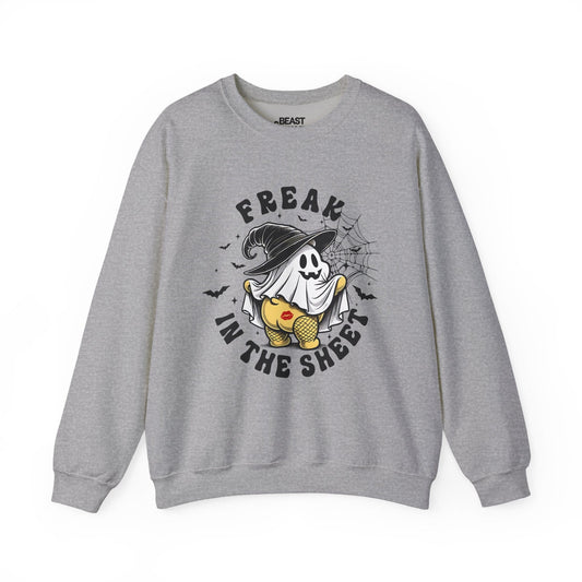 sport grey sweatshirt with bold ghost pun halloween design