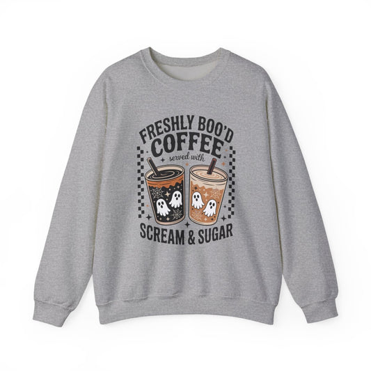 Freshly Boo’d Coffee Halloween Sweatshirt - funny sweatshirt by Cheeky Business
