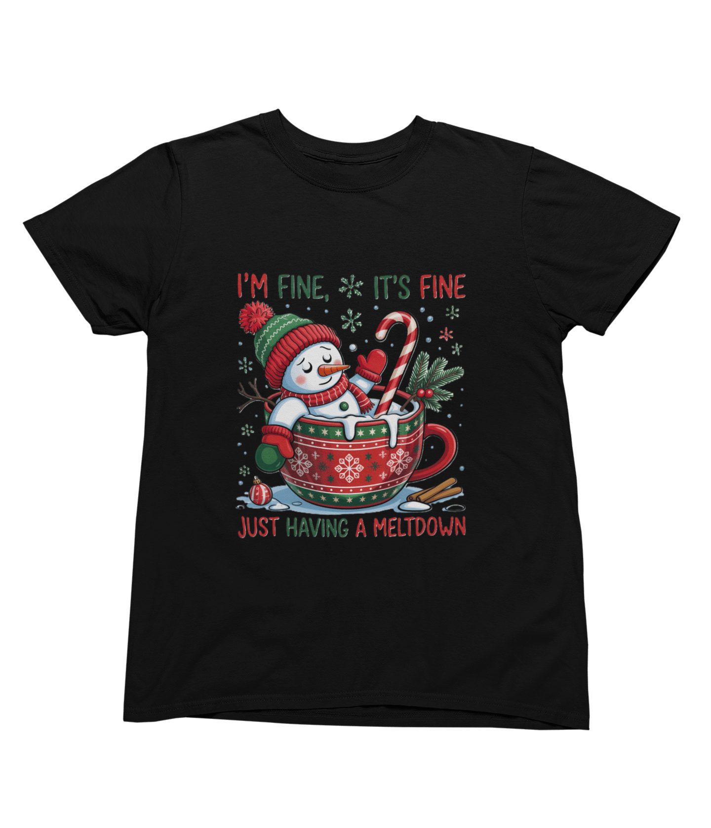 Funny Meltdown Snowman Christmas Sweatshirt – Festive Holiday Jumper T-Shirt / 3XL (Adult) / Black gift_idea unique_gift personalised_gift