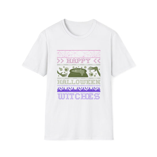 Happy Halloween Witches Retro Graphic T-Shirt - funny t-shirt by Cheeky Business