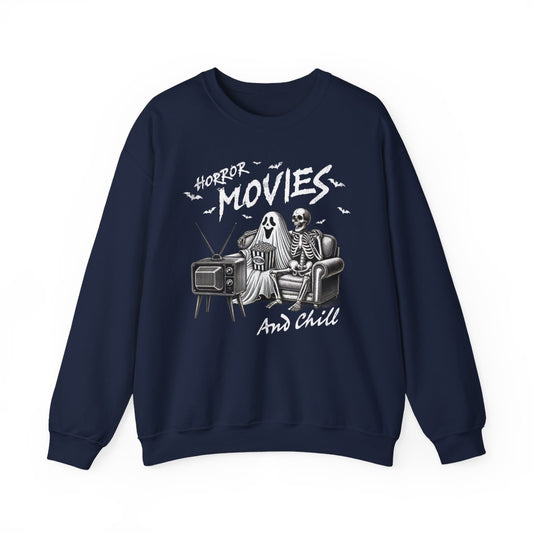 Horror Movies And Chill Halloween Sweatshirt - funny sweatshirt by Cheeky Business