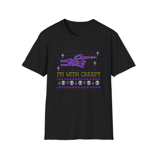 I’m With Creepy Halloween Graphic T-Shirt - funny t-shirt by Cheeky Business