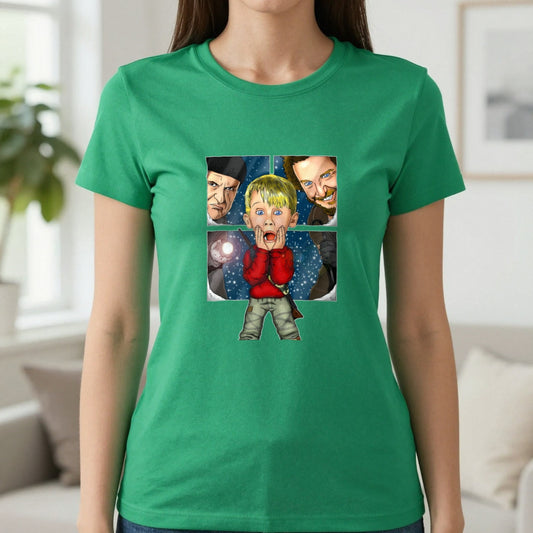 Kid Home For Christmas T-Shirt & Sweatshirt in Irish Green, worn, our photo