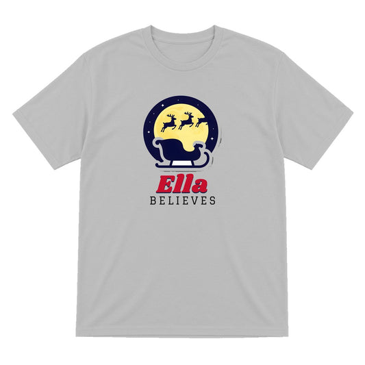 Kids Personalised Believes Christmas Jumper & T-Shirt T-Shirt in Sport Grey