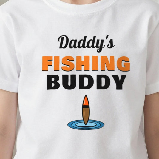 Kids Personalised Fishing Buddy T-Shirt & Sweatshirt print close-up, our photo