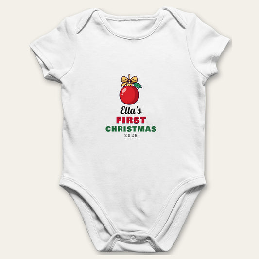 personalised baby grow with name first christmas 2026