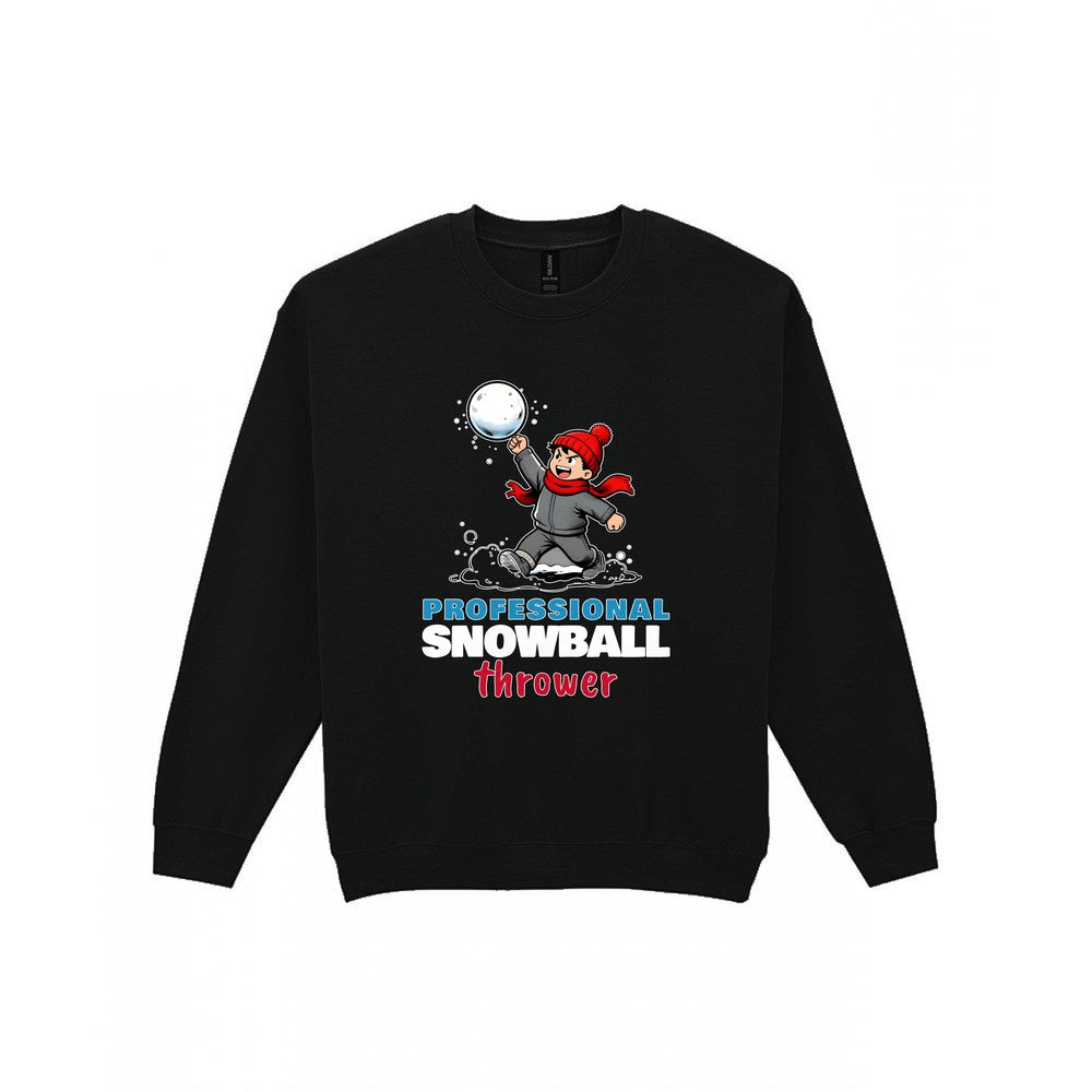 Kids Professional Snowball Thrower Christmas T-Shirt & Jumper Sweatshirt in Black