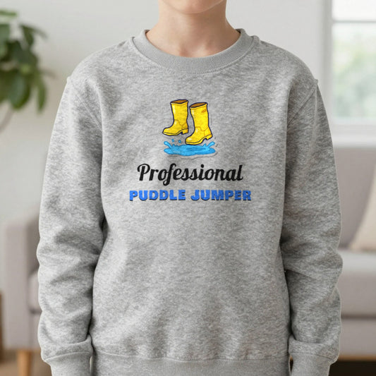 Kids Professional Puddle Jumper T-Shirt & Sweatshirt in Sport Grey (Sweatshirt), worn, our photo