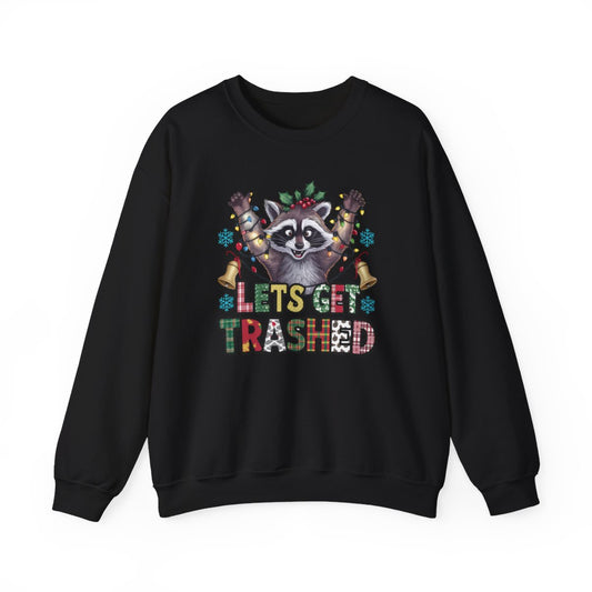 Let’s Get Trashed Raccoon Christmas Sweatshirt - funny sweatshirt by Cheeky Business