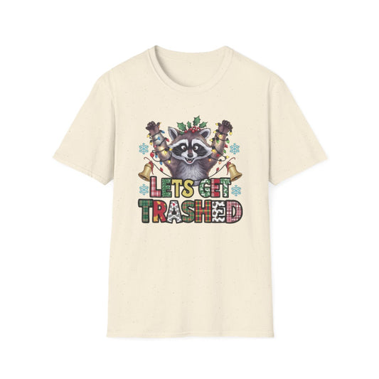 Let's Get Trashed Raccoon Christmas T-Shirt - funny t-shirt by Cheeky Business