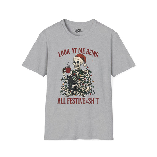 look at me being all festive christmas t-shirt sport grey t-shirt Christmas gift idea