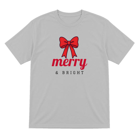Merry & Bright Bow Christmas Jumper & T-Shirt T-Shirt in Sport Grey