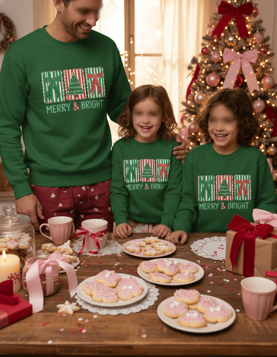 Merry & Bright Christmas Coquette Cookie Sweatshirt – Festive Biscuit Design gift_idea unique_gift personalised_gift