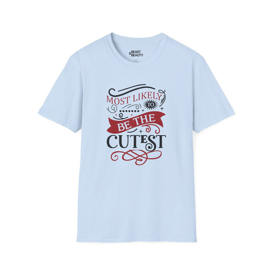 most likely to be the cutest christmas t-shirt light blue t-shirt Christmas gift idea