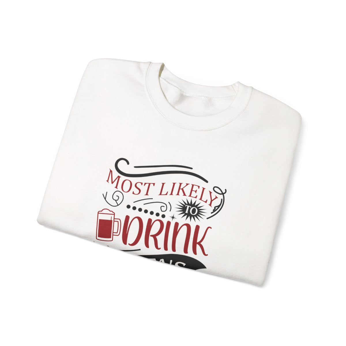 light pink sweatshirt front view showing festive beer lover christmas design