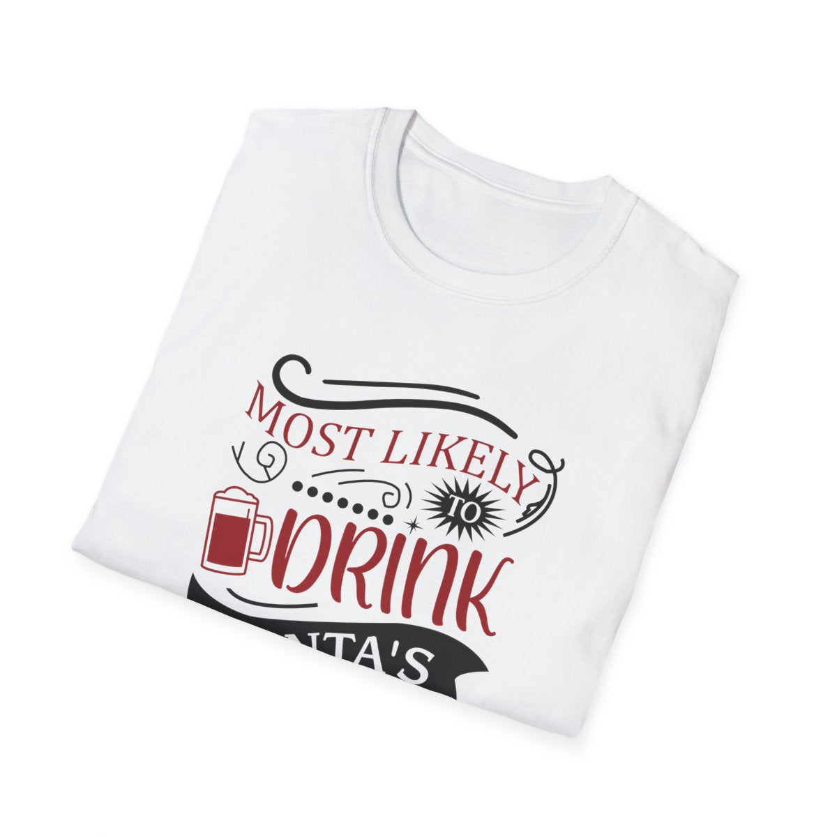close-up of printed christmas beer slogan on quality cotton t-shirt