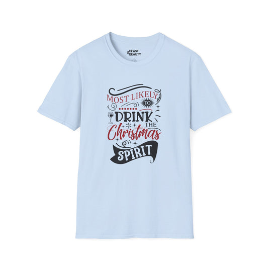 Most Likely to Drink the Christmas Spirit T-Shirt t-shirt product image 2 from Beast and Beauty