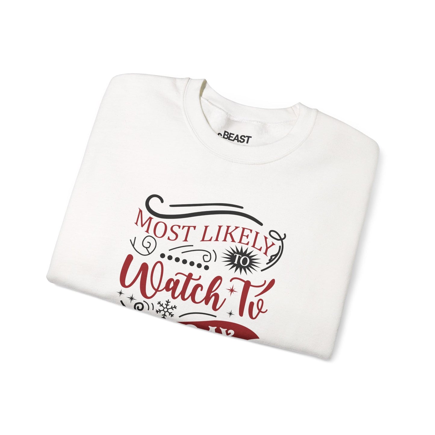 most likely to watch tv all day christmas sweatshirt sweatshirt Christmas gift idea image 4