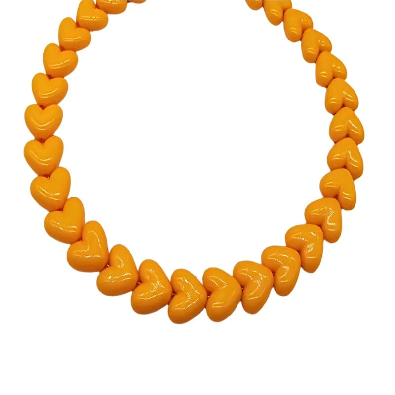 Orange Heart Resin Necklace