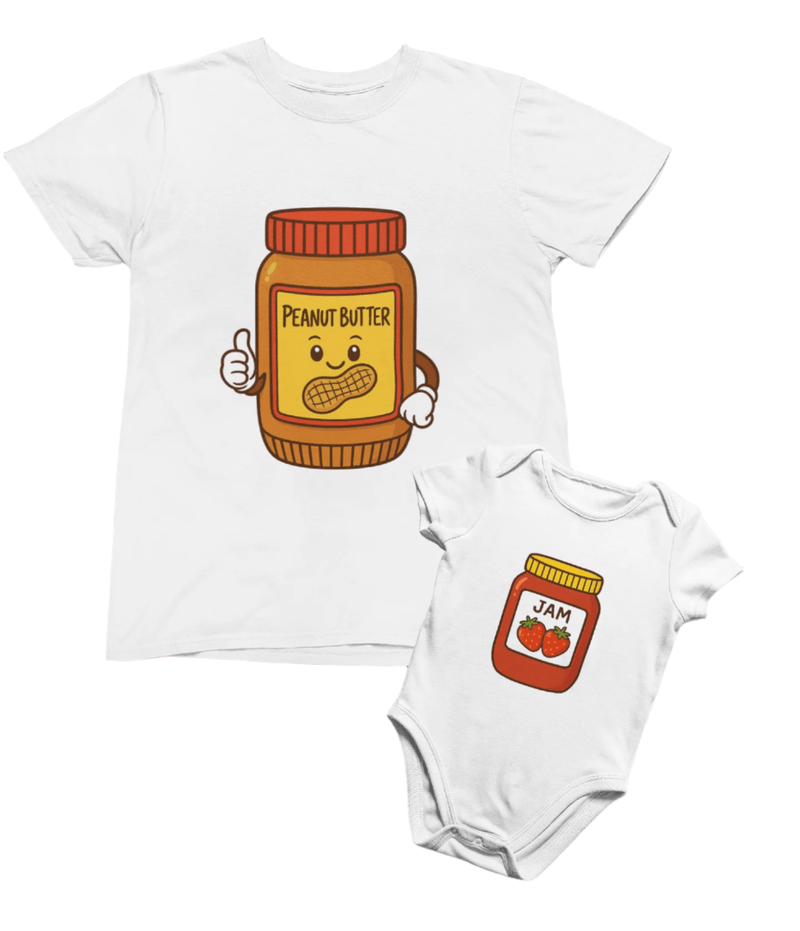 Set de regalo de camisetas para papá y bebé de mantequilla de cacahuete y mermelada