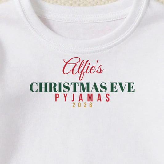 Christmas Eve Pyjamas Name personalised print close-up