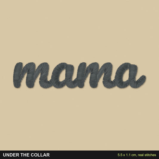 Collar Embroidered Sweatshirt, Mama or Any Name: close-up of the real stitches with sizes