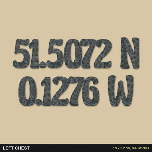 Coordinates Sweatshirt: close-up of the real stitches with sizes