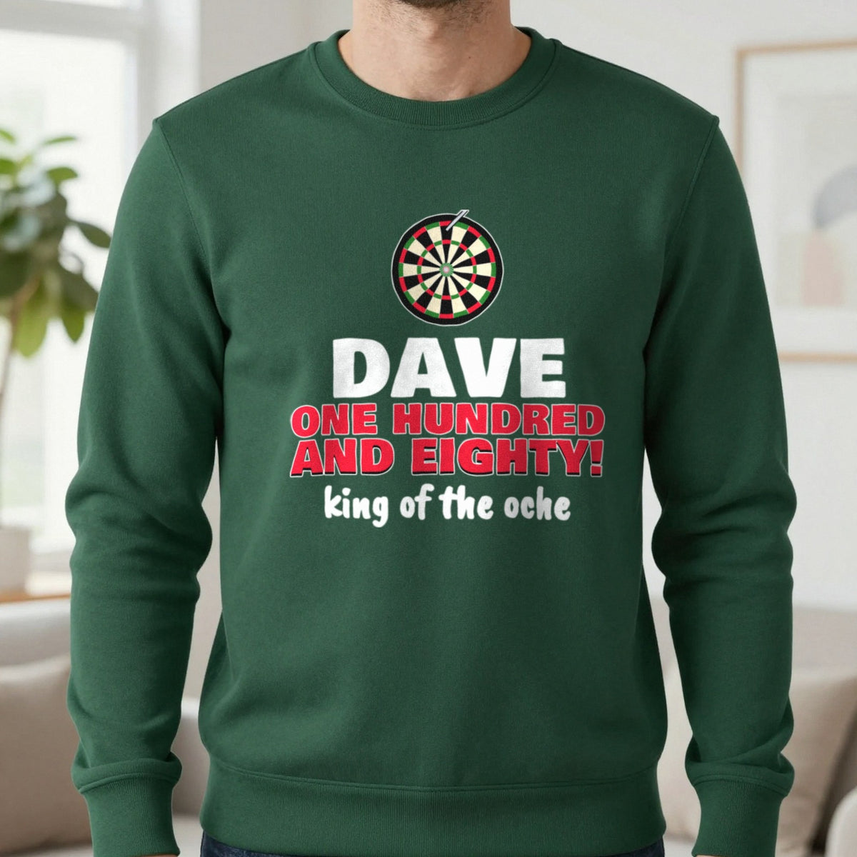 Personalised Darts 180 T-Shirt & Sweatshirt Sweatshirt in Forest Green, worn, our photo